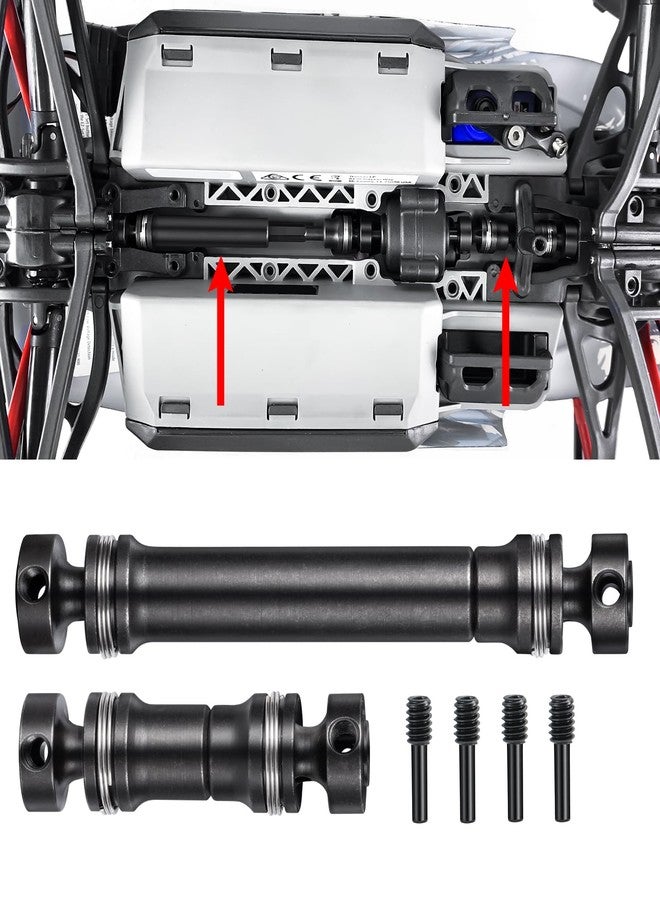 JGGZONE 2PCS Steel 1144 Drive Shafts Center CVD Driveshaft Metal Front + Rear Drive Shaft RC Car Spline Drive Shafts for Tra-xxas 1/16 E Revo Summit RC Crawler Car (Black) - Image 2
